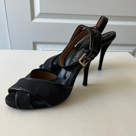 Saint Laurent YSL authentic heels pumps sandal open toe black strappy - Picture 5 of 5